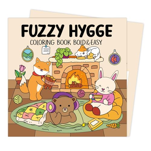 Fuzzy h-ygge:Cute And Cozy Coloring Book For Adults And Teens, Libro Da Colorare coco-wyo, Libro Da Colorare Accogliente, Libro Da Colorare Amici Accoglienti, Angolo Da Colorare