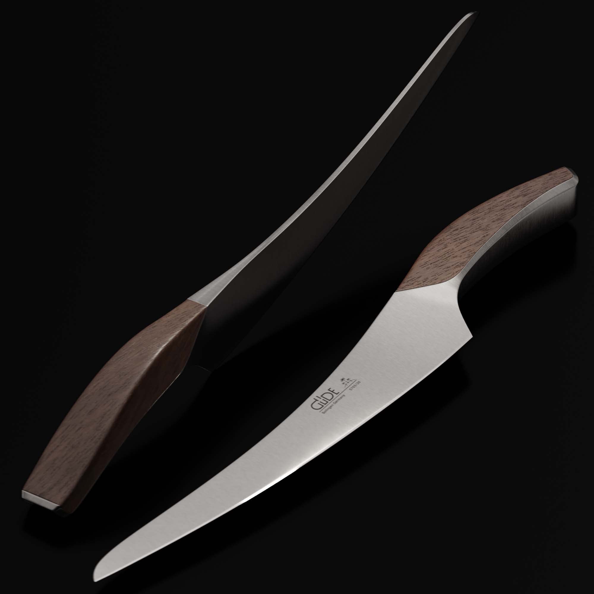 GÜDE Solingen - Tranchiermesser geschmiedet, 26 cm, Räuchereiche, SYNCHROS, Handmade Germany, Braun