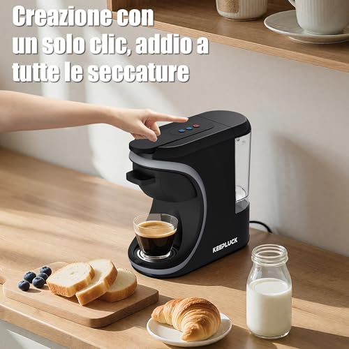 Keepluck ST-551 Macchina Da Caffè 3 In 1 Per Nespre*So Original/Dol*E Gu*To/Polvere, Due Quantità D'acqua A Scelta, Compatta E Salvaspazio(Nero) - 6