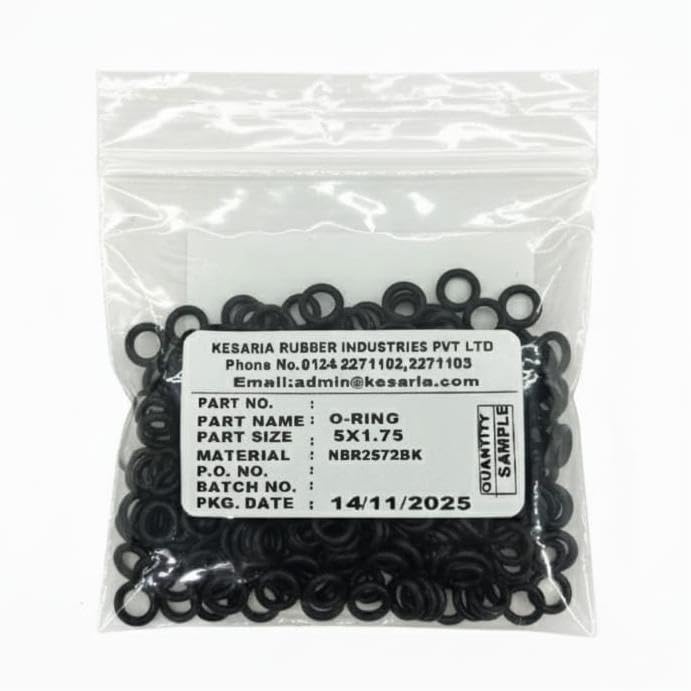 Image of Kesaria NBR Rubber O-Ring Set, Black, 5mm x 1.75mm, High-Pressure Washer Hose Seals for Leak-Proof Performance, Pack of 20 Pcs