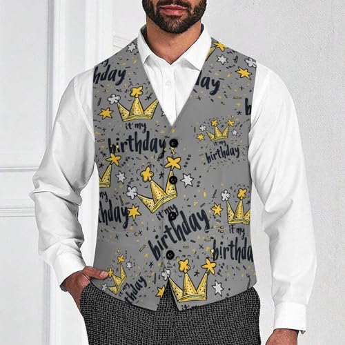 It's My Birthday Novelty Men's Suit Vest Funny Formal Dress Vests Business Waistcoat2