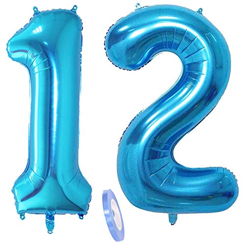 2 globos numeros 12, número 12 azul niñas niño infantil,40