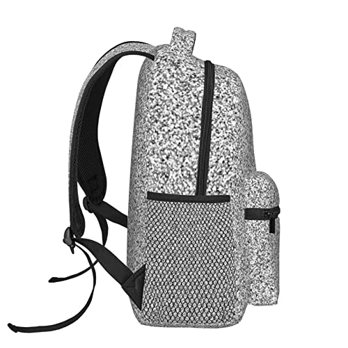 Silver Glitter Backpack Lightweight Backpack for College