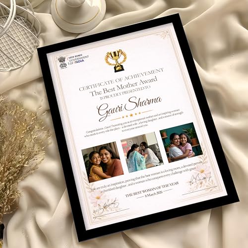 Image of Customized Photo Frame Wall Decor Award, Certificate Gift For Mother Sister Wife Girlfriend and Friend, Personalized Women's Day and Mothers Day Photo Frame Gift For Home Living room Bedroom 23x32 cm