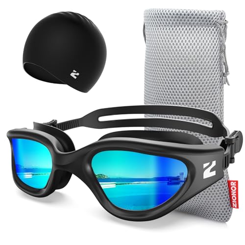 ZIONOR Swim Goggles Adult G1 Air Anti-Fog UV Protection Leakproof Comfortable Fit for Adult Men Women Includes Swim Cap