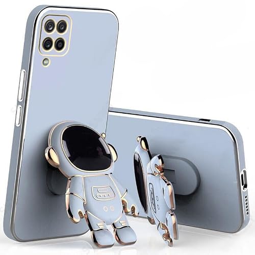 Erams Online Silicone for Samsung Galaxy M33 5G Case Cute 3D Astronaut Stand Design Camera Protection Shockproof Soft Back Cover for Samsung Galaxy M33 5G (Blue)