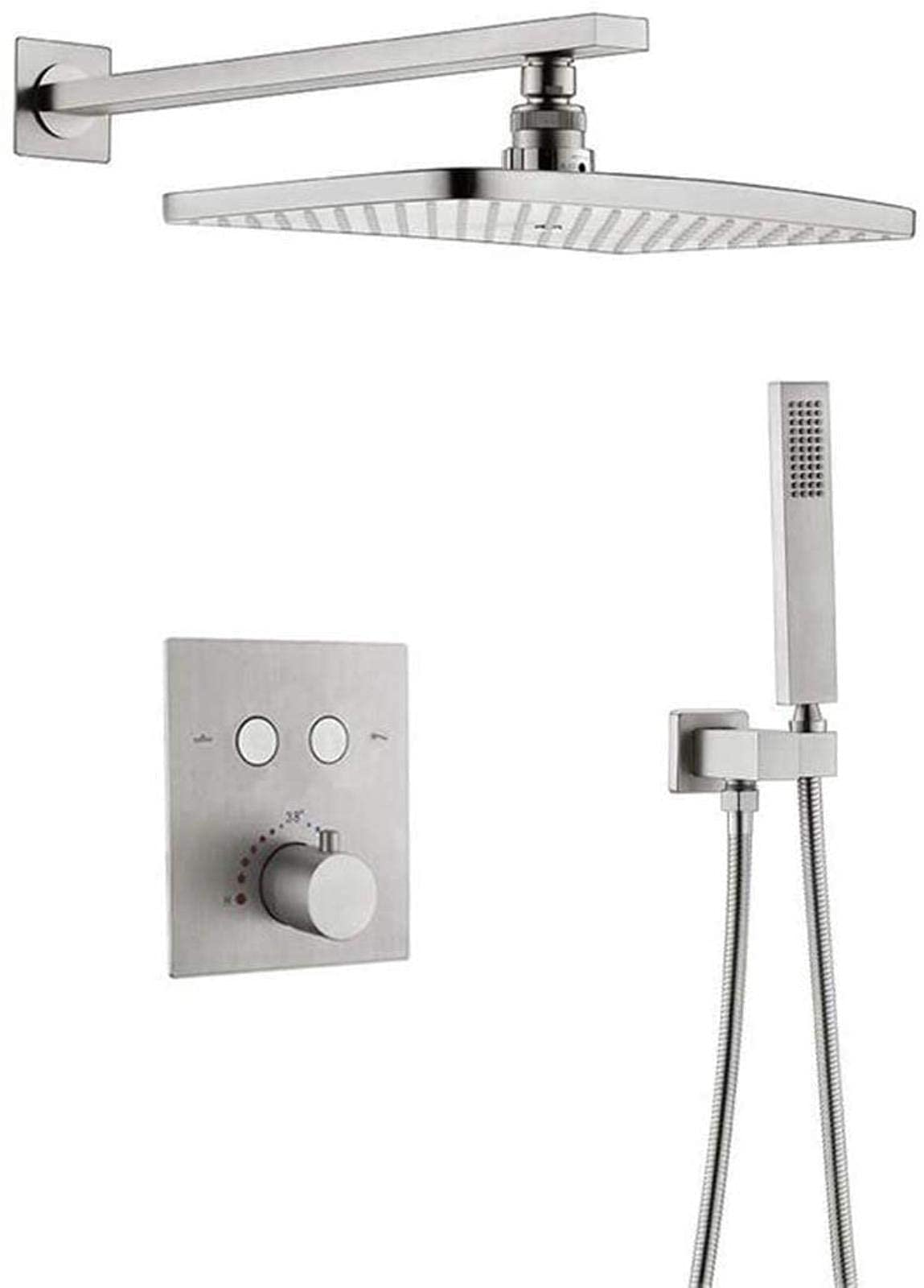 Pommeau de douche mural rectangulaire en laiton chromé 12x8 pouces avec douchette