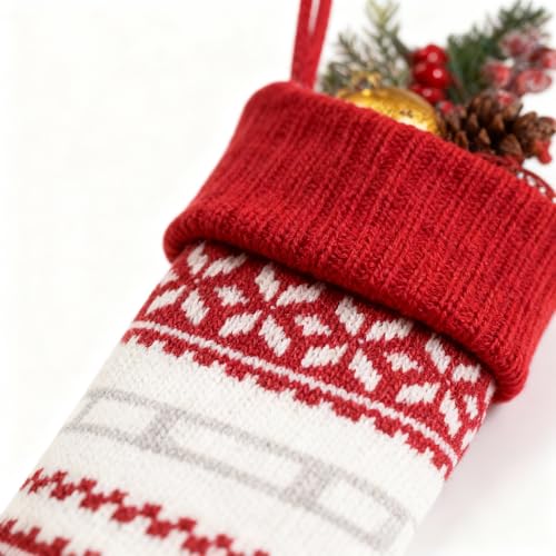 46cm Weihnachtsstrümpfe, Gestrickte Weihnachtssocken, Große Deko mit klassischen Mustern, Hängende Kamin-Ornamente (1, G)