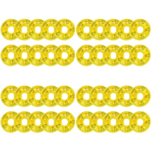 Abaodam 40 Pcs Duckling Swimming Ring Swim Ring Ornaments Small Rubber Ducks Tiny Swim Rings Mini Duck Accessories Decor Cartoon Mini Swim Rings Desktop PVC Floating Object Child