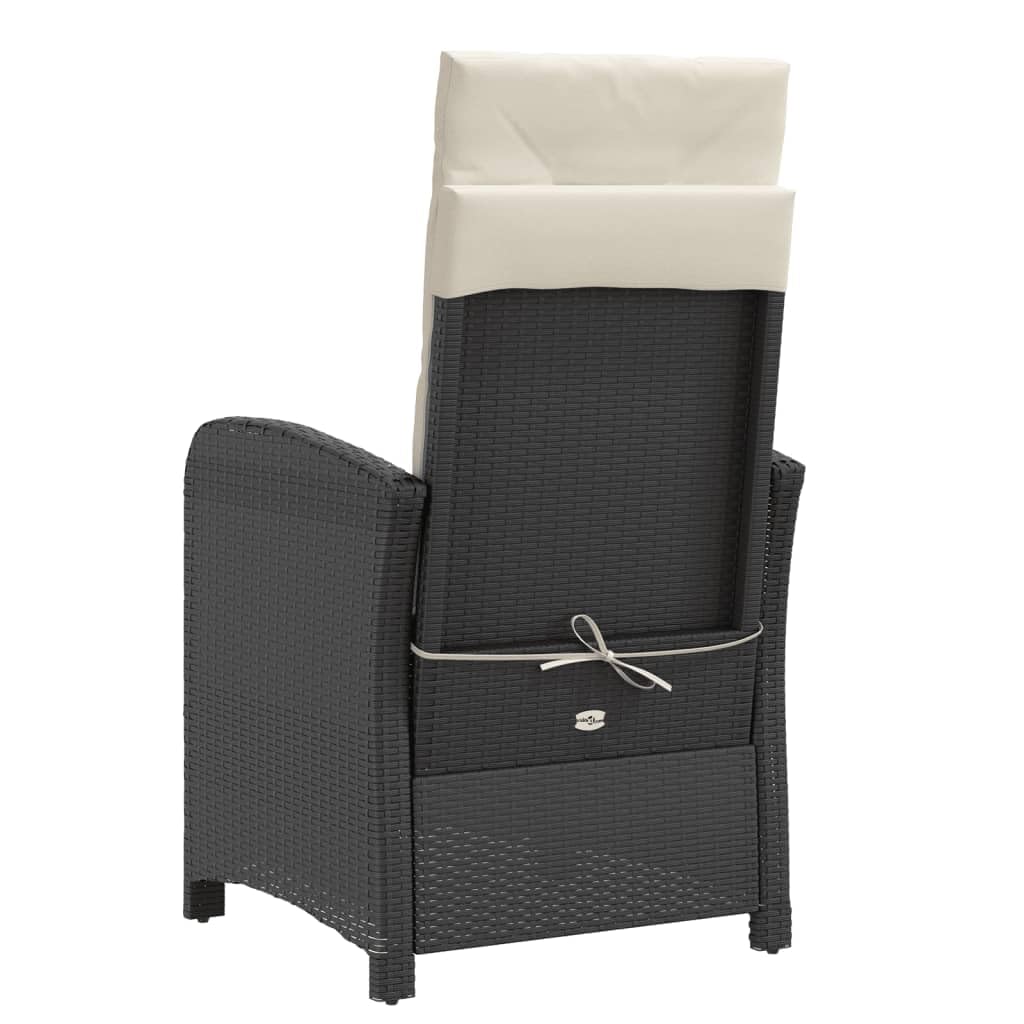 Poltrona reclinabile da giardino con poggiapiedi rattan PE nero Sedie esterne resistenti alle intemperie, mobili da giardino, poltrone da giardino L365H184