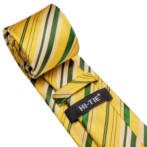 Image of Hi-Tie Men's Tie Sets Silk Paisley Striped Necktie Pocket Square Cuff-links Sets Wedding Business Holiday