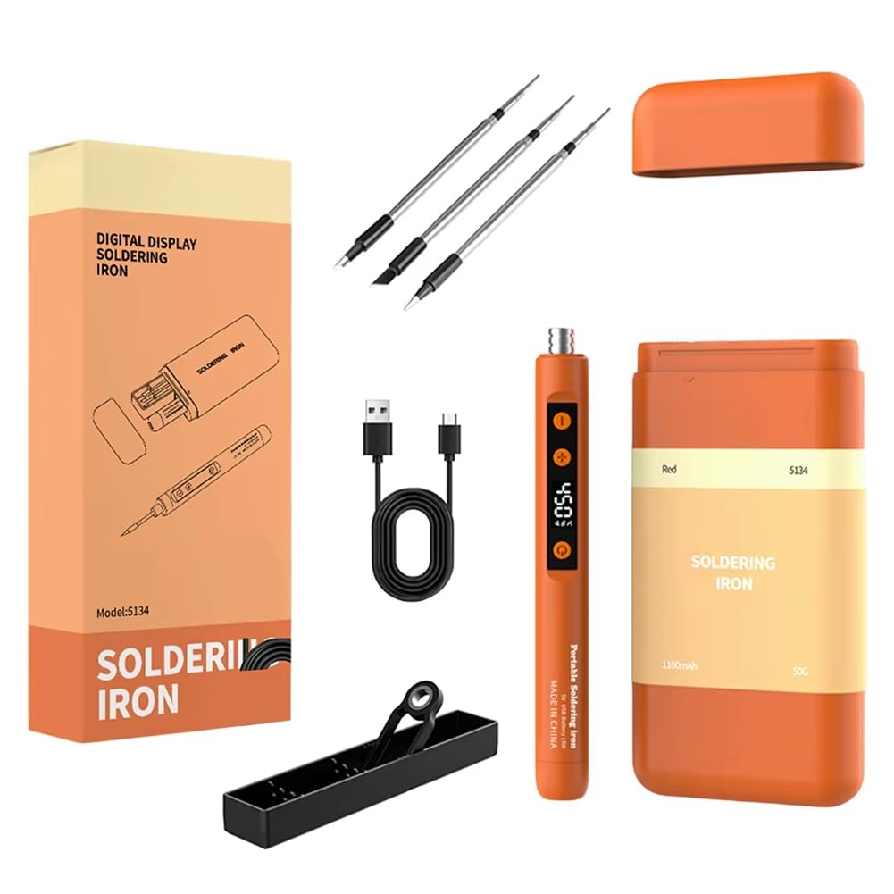 Aundhegrtt As Shown Cordless Soldering Iron Portable 180-450℃ Temperature Adjustable Fast Charging Welding Repair Tool Kit