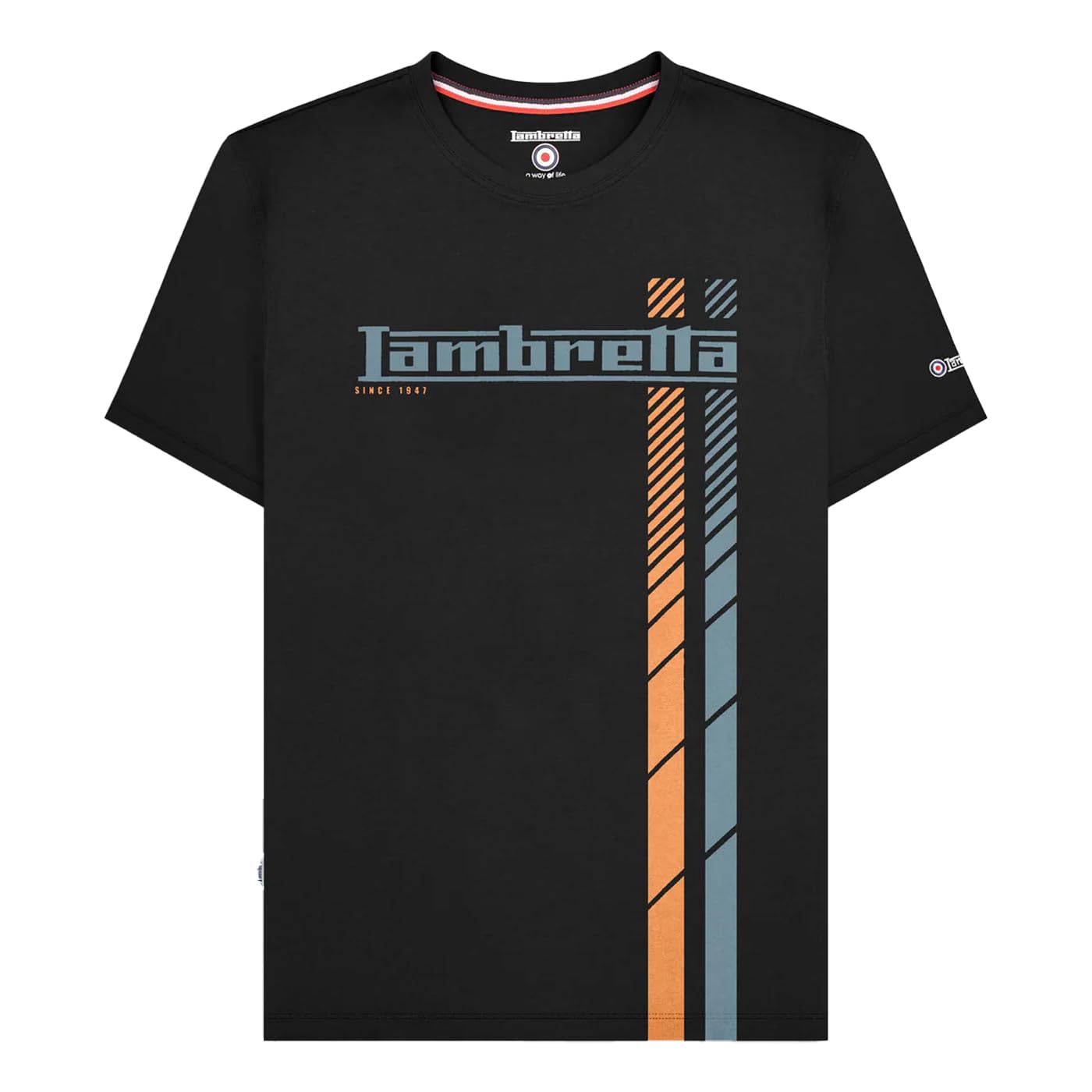 Lambretta Mens SS25 Racing Stripe Big & Tall T-Shirt (3XL) (Black)