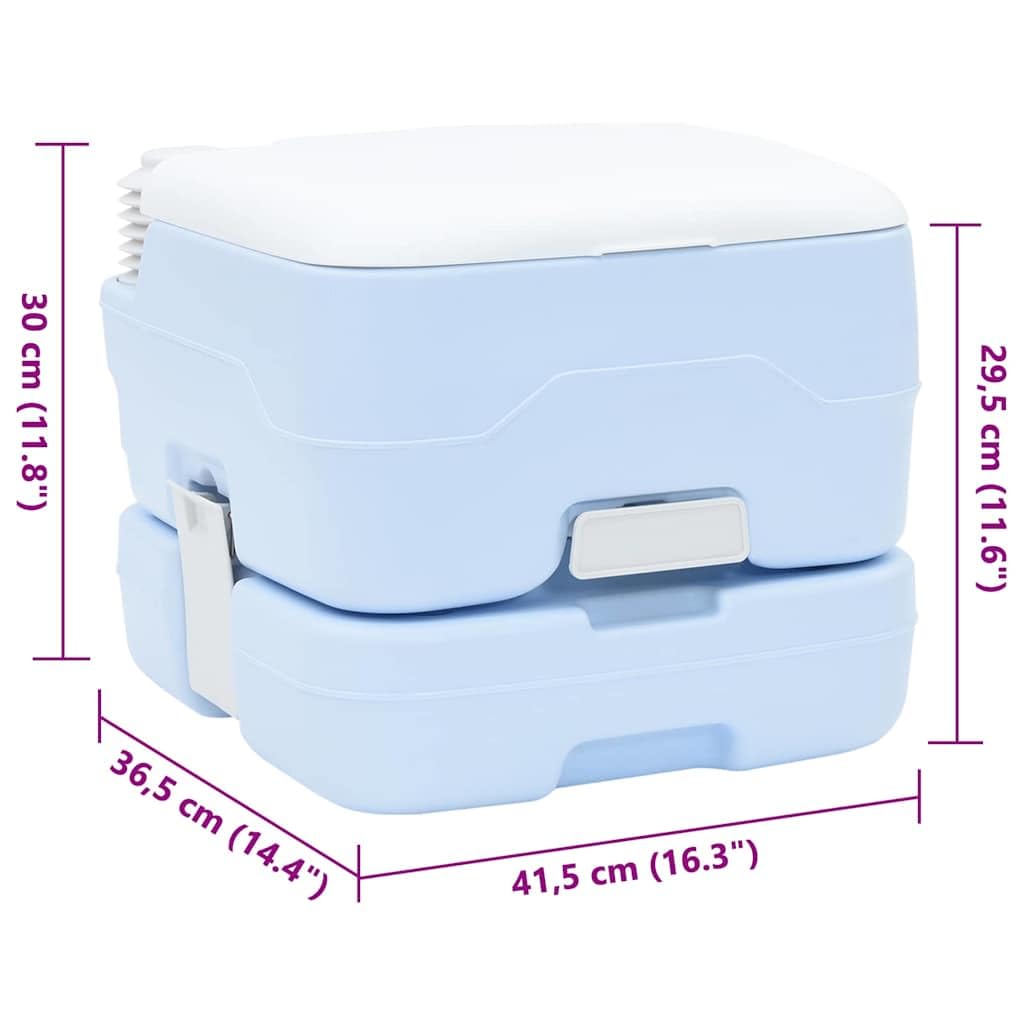WC da campeggio grigio e bianco in polietilene, 41,5 x 36,5 x portatile, toilette mobile, toilette da viaggio, toilette chimica per esterni, tenda, roulotte e camper