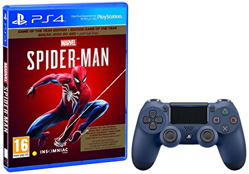Image of Sony Playstation 4 Dualshock Midnight Blue V2 & Marvel's Spider-Man G.O.T.Y (PS4)