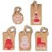 Coogam 50 Pack Brown Kraft Paper Christmas Gift Tags with Twine String Tie on Smooth for Writing - 5 Designs for DIY Xmas Holiday Present Wrap Stamp and Label Package Name Card
