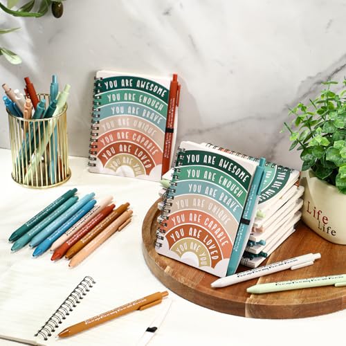 thenshop 40 pcs bulk mental health awareness items self care gifts positive affirmation journals amp pens inspirational spiral notebooks for boss employee staff coworker student teacher rainbow