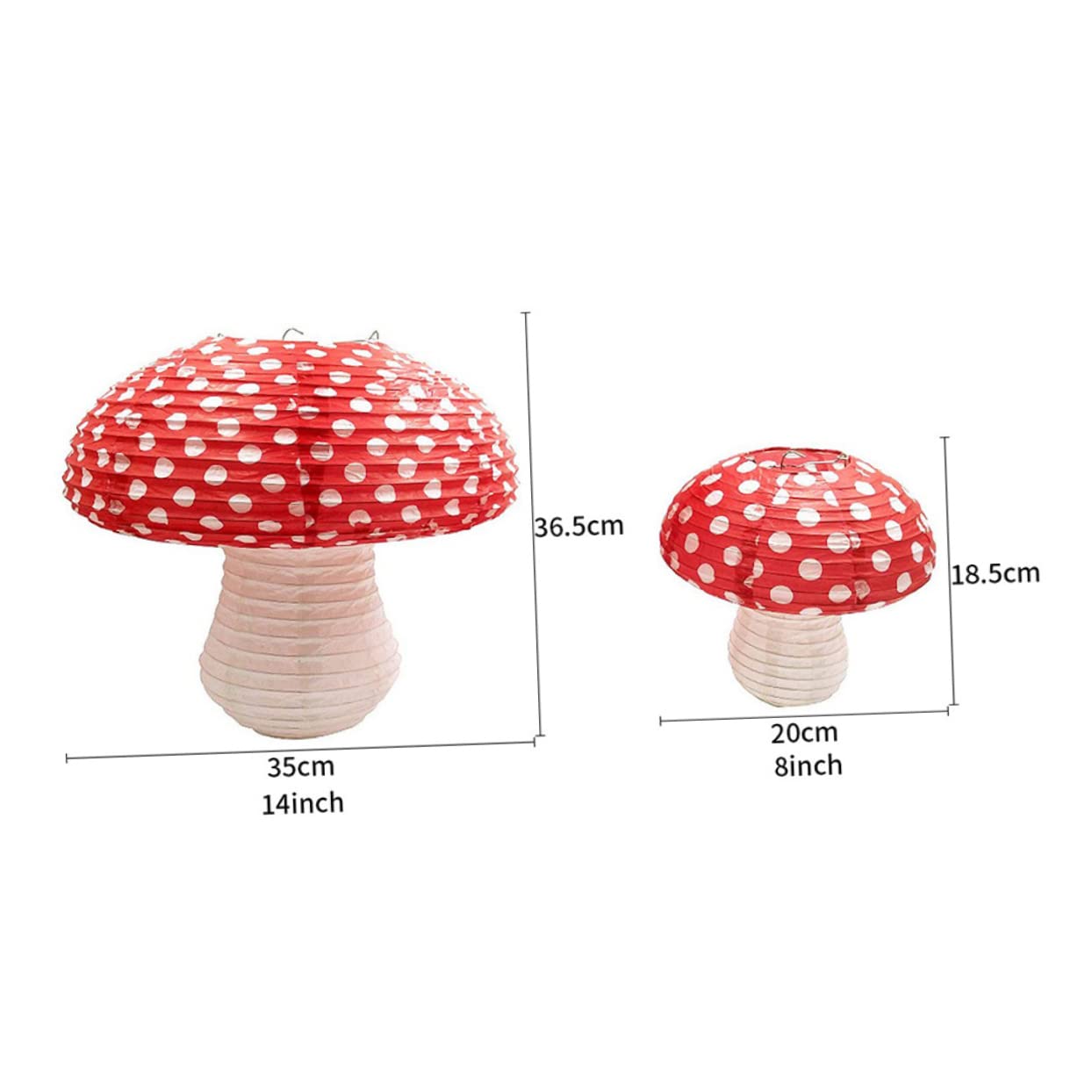 ETHZZLE 3pcs Mushroom Paper Lanterns for Nursery Decor Hanging Mushroom Ornaments for Birthday Parties Festivals Gatherings Lightweight