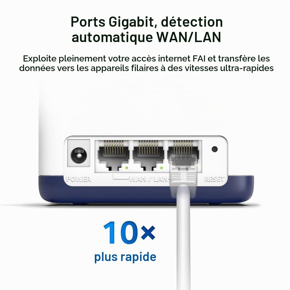 MERCUSYS Système Wi-Fi maillé pour toute la maison Mercusys AC1900, couverture jusqu'à 6 000 pi² (550 m²), connectez plus de 100 appareils, Wi-Fi double bande, contrôle facile par application, Halo H5