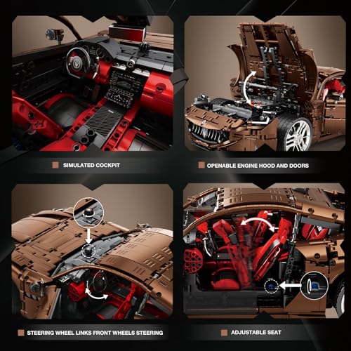 Image of Reobrix Sports Car Building Blocks Set for Adults, Remote Control 1:8 Racing Car Vehicle Toy Model Building Kit for Adult, 11009, Creative Gifts for Boys Girls Adults 14+ (5480PCS)