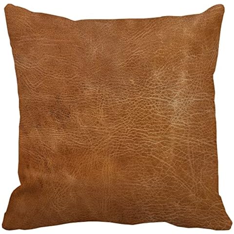 decorbox Brown Leather Print 20x20 Inch Throw Pillow Cover, Western Southwestern Decorative Faux Cowhide Cowskin Cushion Case, Rustic Farmhouse Soft Pillowcase for Home Room Bed Couch Decor Cover