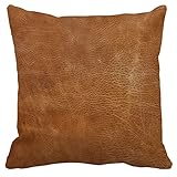 Decorbox Brown Leather Print 18x18 Inch Throw Pillow Cover, Western Southwestern Decorative Faux Cowhide Cowskin Cushion Case, Rustic Farmhouse Soft Pillowcase for Home Room Bed Couch Decor
