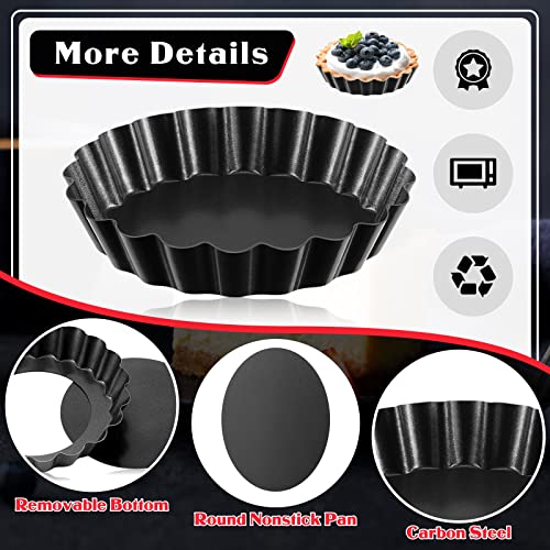 24 Pieces Mini Tart Pans With Removable Bottom 4 Inch Round Nonstick Quiche Pan Fluted Sided Tart Tins Non Stick Small Tart Mold For Kitchen Baking Pies, Tartlets, Mousse Cakes, Muffins #TOP2