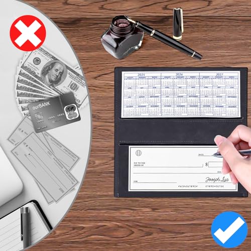 Image of CASMONAL Checkbook Cover for Women & Men, PU Leather Wallet RFID Blocking