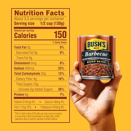 Image of BUSH'S BEST 16 oz Canned Barbecue Baked Beans, Source of Plant Based Protein and Fiber, Low Fat, Gluten Free, (Pack of 12)