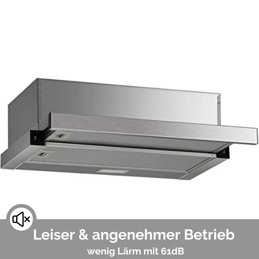 PKM Einbau-Dunstabzugshaube FS 1-60 BSPY 60 cm ausziehbar silber Edelstahlblende Abluft Umluft