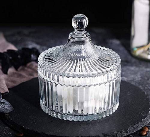 Image of Stylish Home Decor Crystal Clear Glass Sugar Candy Mukhwas Jar Bowl Pickle Storage Container Pot with Lid CRYSTAL CANDY JAR. (CRYSTAL CANDY JAR 4 INCH)