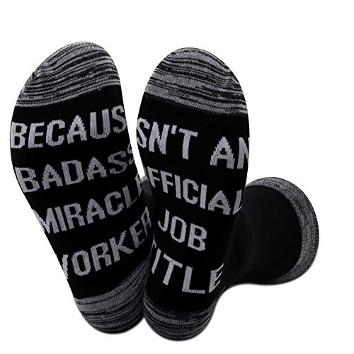 JXGZSO Miracle Worker Gift Because Badass Miracle Worker Isn't An Offitial Job Tittle Socks (Black-Miracle Worker)