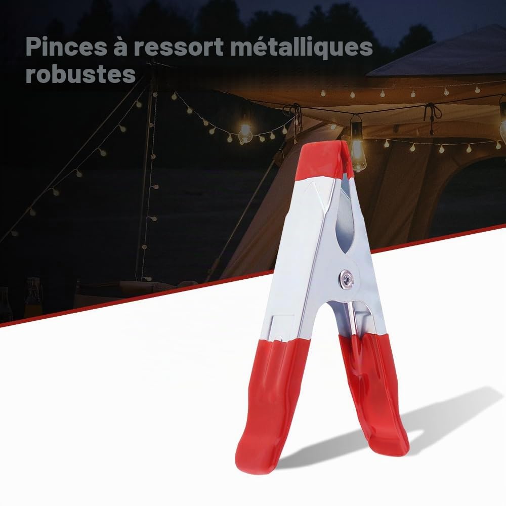 Lot de 40 pinces à ressort en métal de 5,1 cm de long, petites pinces à ressort robustes avec embouts en caoutchouc pour photographie, travail du bois, camping, amélioration de la maison