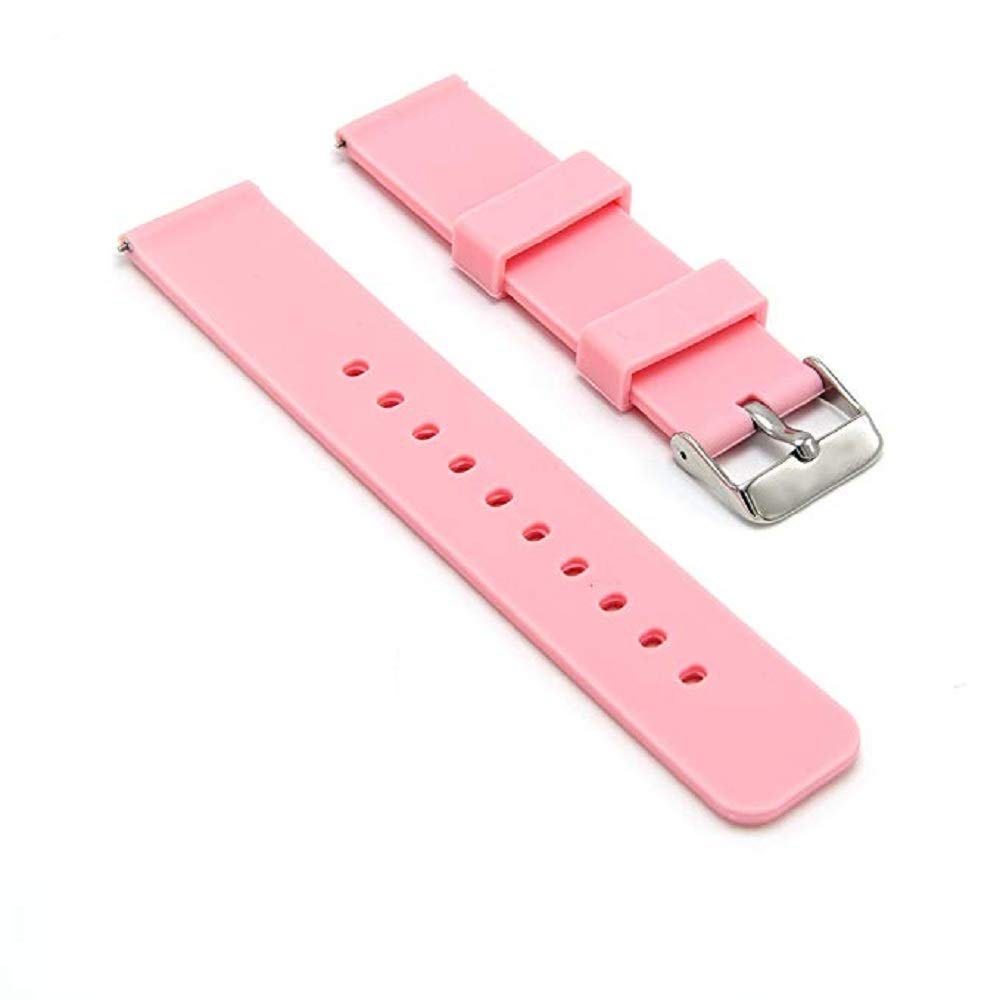 EWatchAccessories 18mm Pink Silicone Rubber Watch Band Srap | Comfortable and Durable Material with Stainless Steel Silver Buckle (B08KPGZJ9Y) Amazon Price History, Amazon Price Tracker