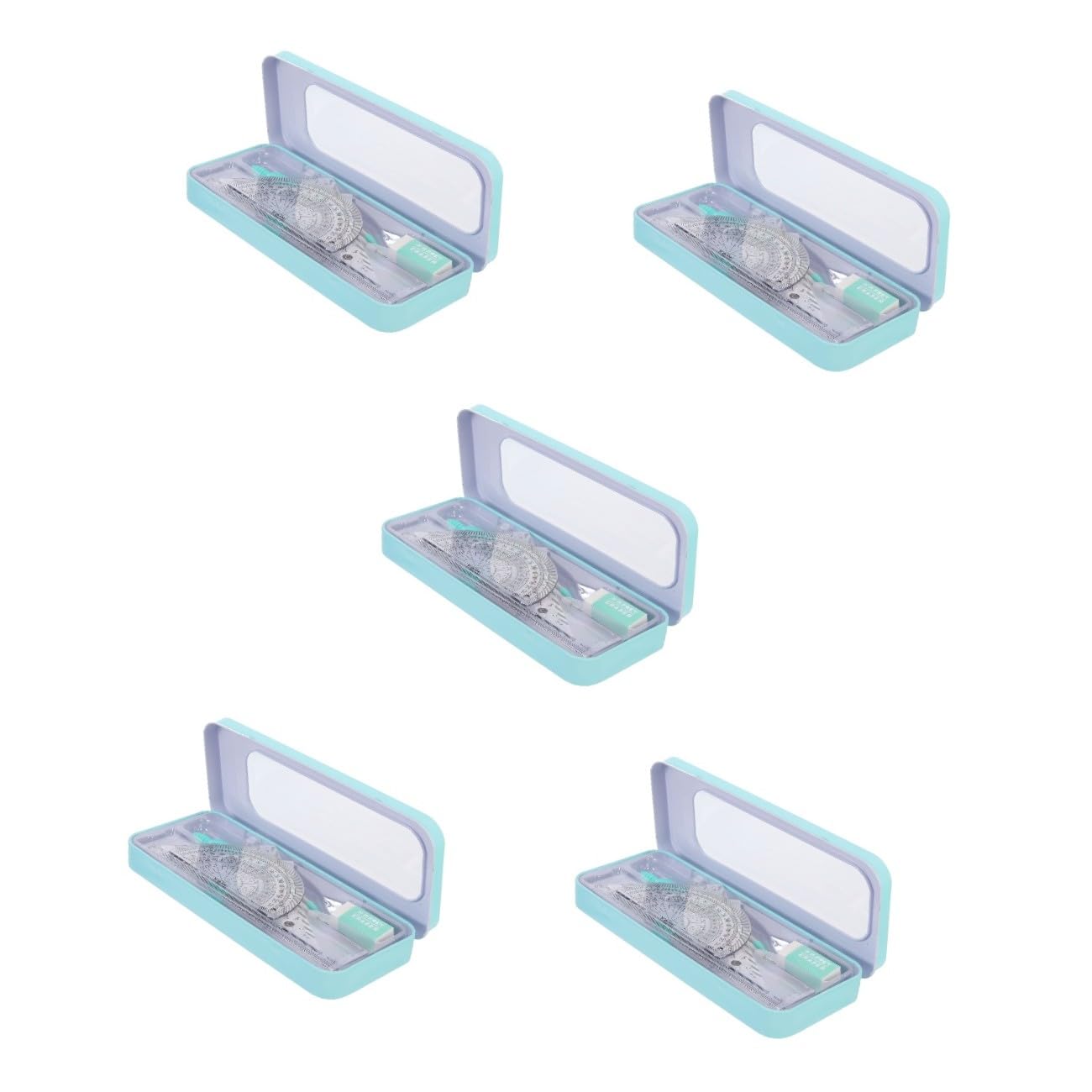 5sets Strumenti Per Disegno Geometrico Compasso e Righello Professionale Per Matematica Kit Pratico Per Scuola Media e Attività Scolastiche Scatola Finestra