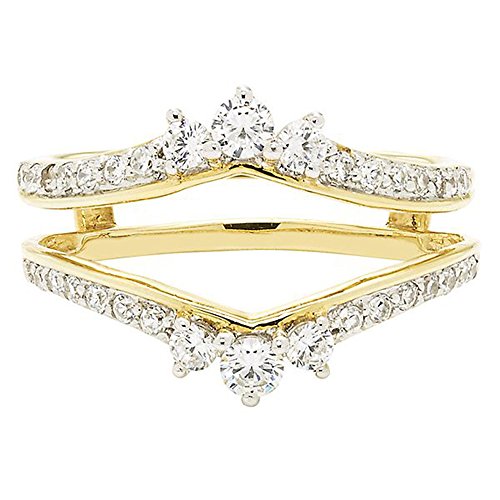 14K Yellow Gold Plated 5/8ct Brilliant Cut Simulated Diamonds Solitaire Enhancer Ring Guard Wrap 7