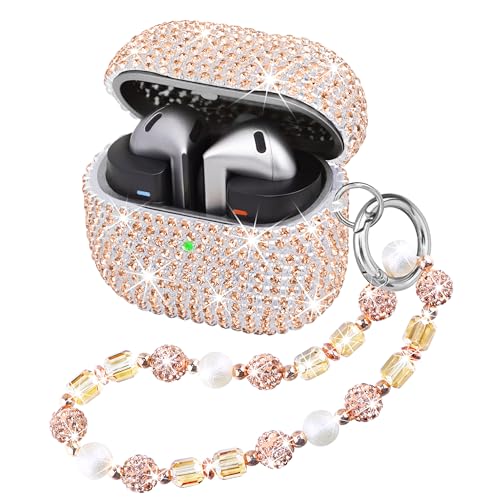 Coque Samsung Galaxy Buds 3 Pro à paillettes avec chaîne cristal chic