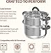 SUNHOUSE 3 Quarts Steamer Pots With Lid, 2-Tier Multipurpose Stainless Steel Steaming Pot Cookware With Stay-Cool Handles, Tri-ply Bottom, Compatible with All Cooktops