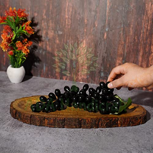 Image of ADA Handicraft Mango Wood Handmade & Handcrafted Wooden Serving Tray (40 x 16 x 2.5 cm)- Wooden Tray Papaya Design Crafted by Saharanpur Artisans