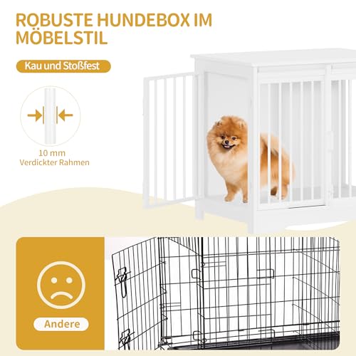 Hzuaneri Hundekäfig Möbel, 69 cm Hundebox, 2 Türen, Moderne Hundekäfig Indoor für kleine/mittlere/große Hunde, Beistelltisch, Hundebox für Zuhause 69 × 49 × 64,5 cm, Weiß DFC84313W