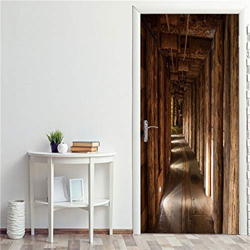 MJHG Black Geometric Door Sticker Home Decor Self Stick Wallpaper Waterproof Renovation Poster Wallpaper On The Door Decals 2pcs/set 77x200cm 10