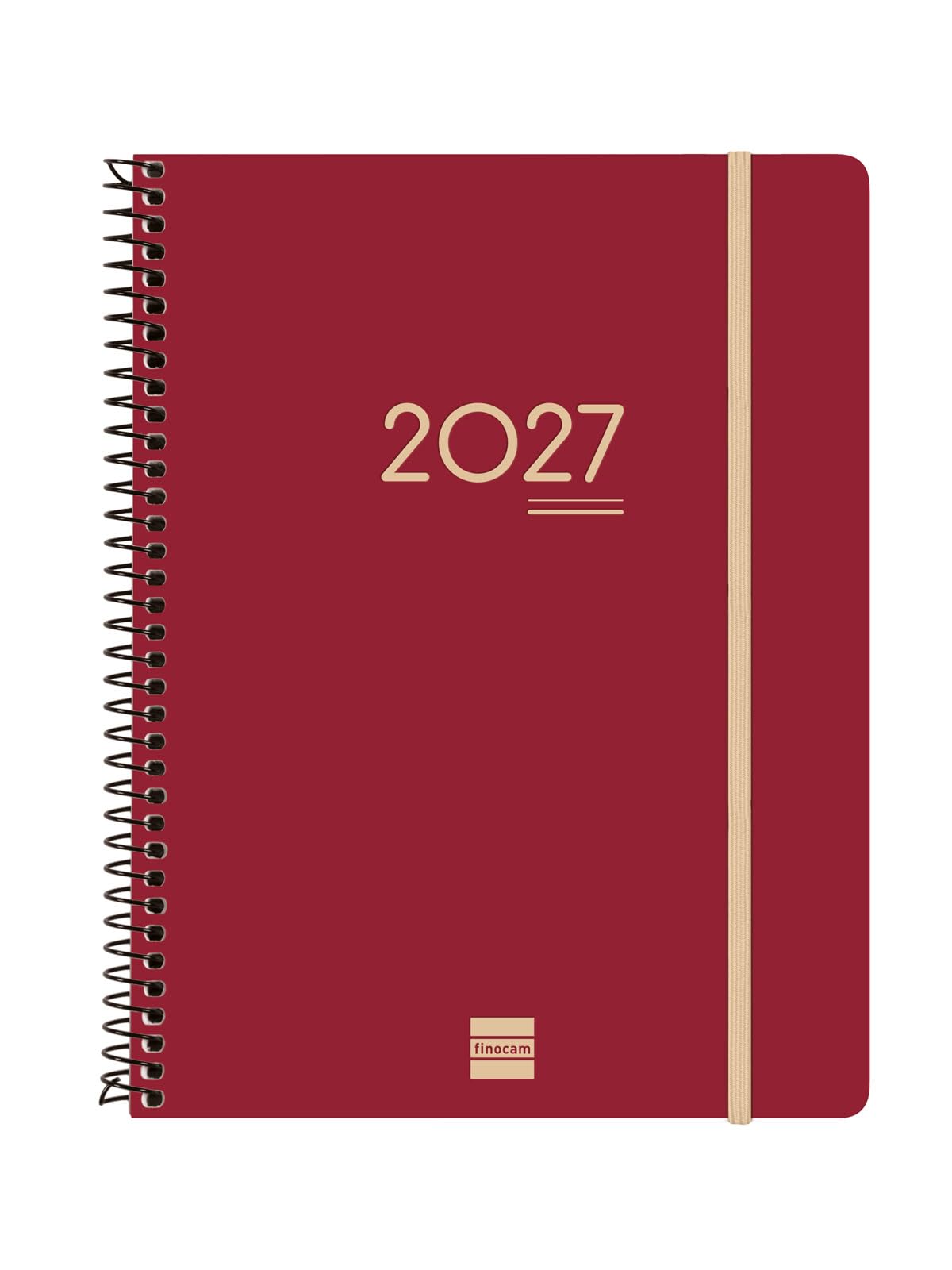 Finocam Ikon Weekly Planner 16-Month | Weekly View Vertical Layout · September 2026 to December 2027 | Burgundy · International - Week-to-View Diary