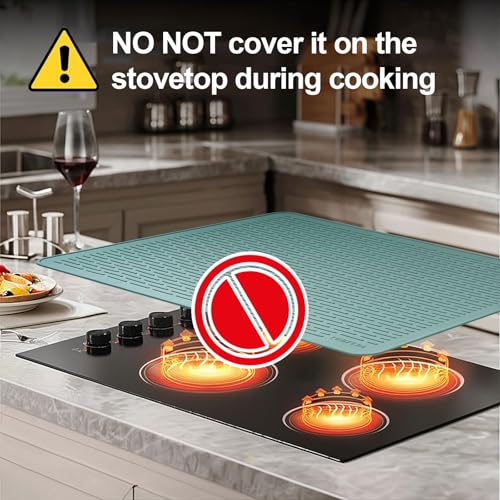 Stove Top Cover for Electric Stove - Silicone Stove Mat for Glass Top, Glass Cooktop Protector, XL Dish Drying Mats For Kitchen,Oven Covers for Electric Stove (Aqua,28 x 20)