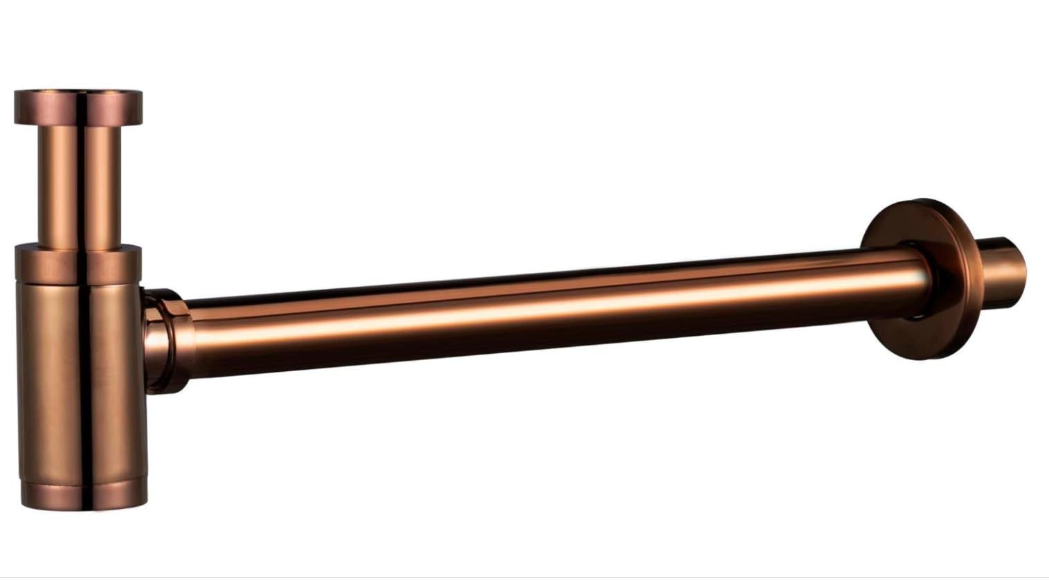 MICE SCL002/ORC - Siphon pour lavabo ou bidet, kit de vidange - Piège avec ouverture de nettoyage + instructions d'installation - Siphon design, siphon de tuyau or rose brossé