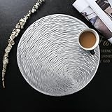 Gualiy Juego de 6 manteles individuales de PVC, color plateado, 38 cm, diseño de cielo estrellado hueco para comedor