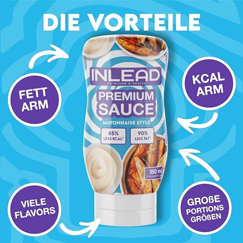 INLEAD - Premium Sauce - Light Soße | 85% weniger Kalorien & 90% weniger Fett | Perfekt Zur Diät | Kalorienarme Ernährung | Vegan | Glutenfrei | Laktosefrei - 350ml (Mayonnaise Style) 2