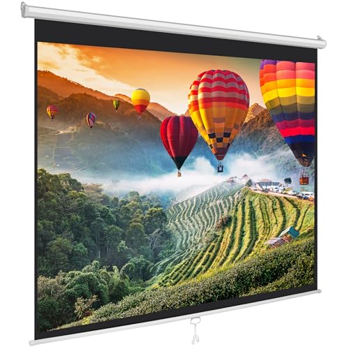 Pyle Beamer Rollo-Leinwand, 84 Zoll, 170×127 cm 4:3, Full-HD & 4K-kompatibel, Ausziehbar mit Schwarzem Rahmen, Projektor- Leinwand für Wand/Decke, ideal für Heimkino & Präsentationen