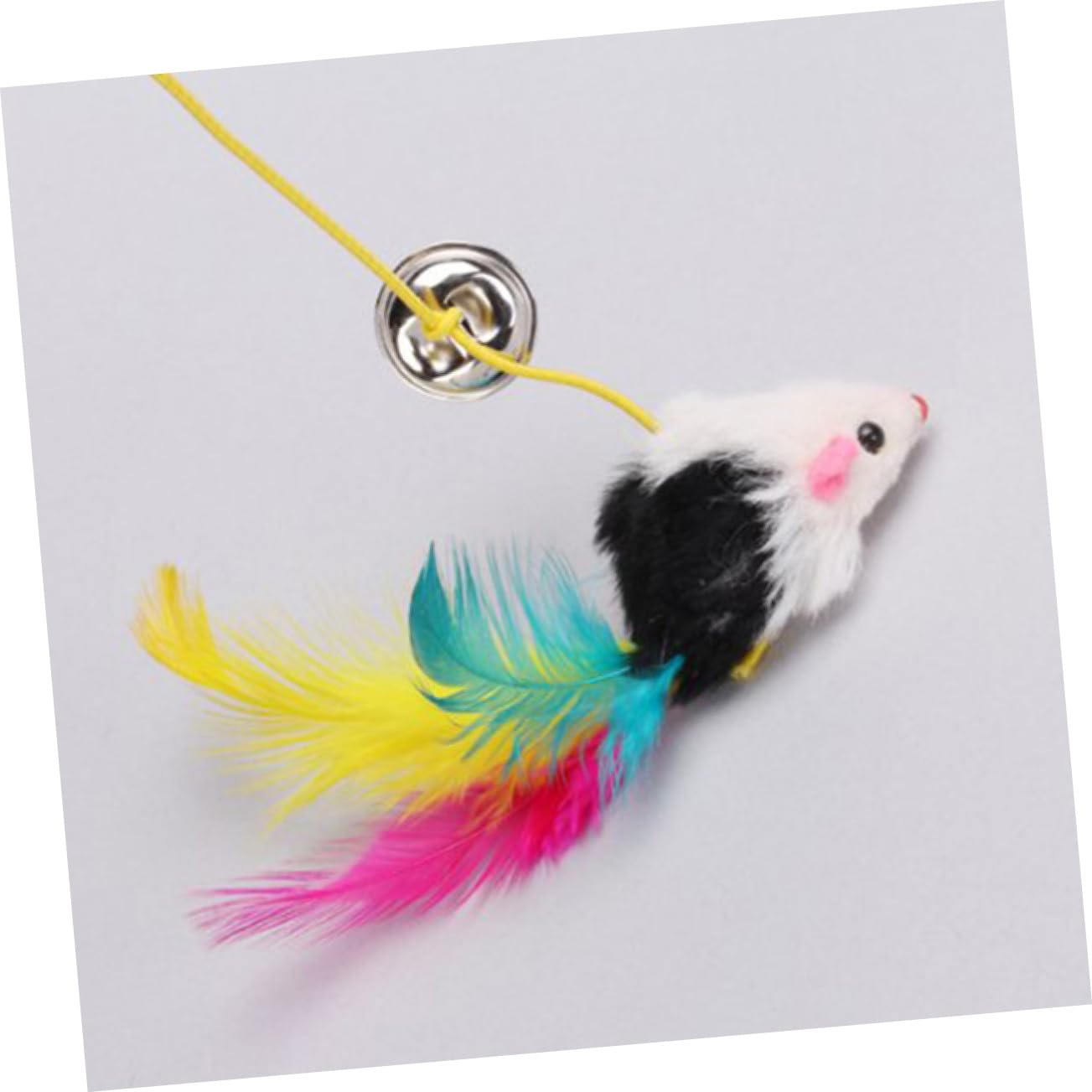 Canne à Pêche pour Chaton Interactive Clochette, Couleur Aléatoire | Tige Suspendre Ludique, Corde Élastique et Souris en Poils de Lapin, pour Éveiller L’instinct Couleur Aléatoire