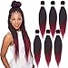 Pre-stretched Braiding Hair Extension Ombre Natural Black Brown Professional Crochet Braiding Hair 20 Inch 6 Packs Hot Water Setting Perm Yaki Synthetic Hair for Twist Braids (#1B/Bug)