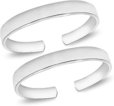 MJ 925 Plain Simple Comfortable Silver Toe Rings in Pure 92.5 Sterling Silver for Women (Leg Thumb Ring)